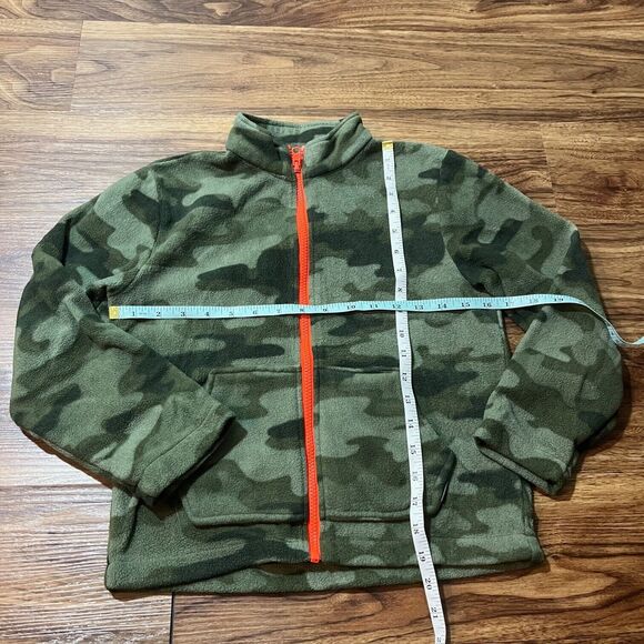 Eddie Bauer Mock Neck Camouflage Full Zip Up Sweater Boys Small 7/8 Green - Picture 3 of 6